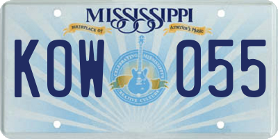 MS license plate KOW055