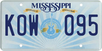 MS license plate KOW095