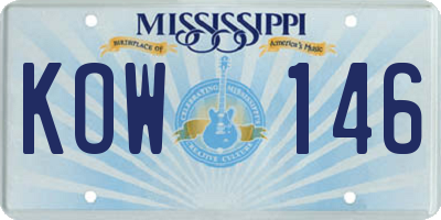 MS license plate KOW146