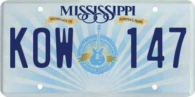 MS license plate KOW147