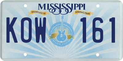 MS license plate KOW161