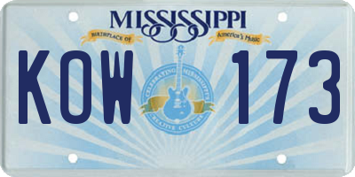 MS license plate KOW173