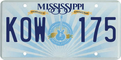 MS license plate KOW175
