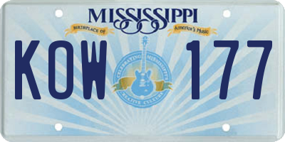 MS license plate KOW177