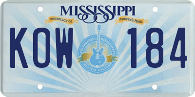 MS license plate KOW184