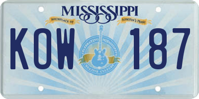 MS license plate KOW187
