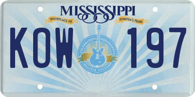 MS license plate KOW197