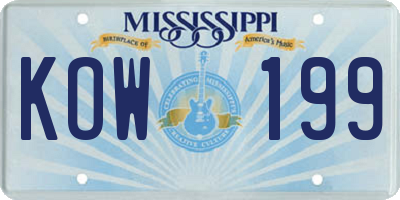 MS license plate KOW199
