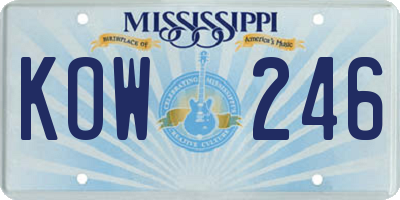 MS license plate KOW246