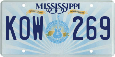 MS license plate KOW269