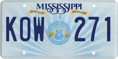MS license plate KOW271