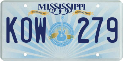 MS license plate KOW279