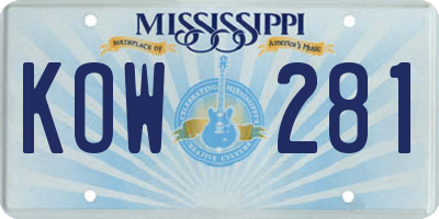 MS license plate KOW281