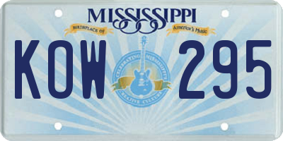 MS license plate KOW295