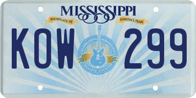 MS license plate KOW299