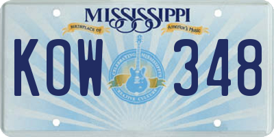 MS license plate KOW348