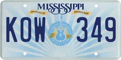 MS license plate KOW349