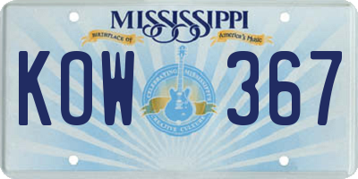 MS license plate KOW367