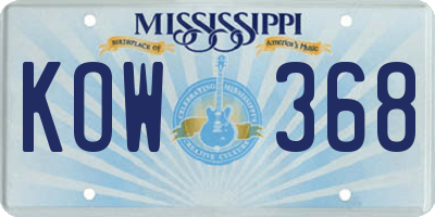 MS license plate KOW368
