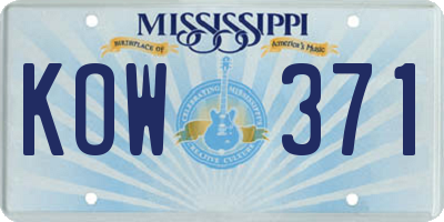 MS license plate KOW371