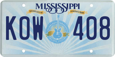 MS license plate KOW408