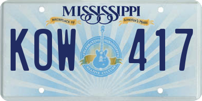 MS license plate KOW417