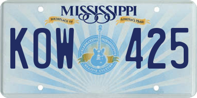 MS license plate KOW425
