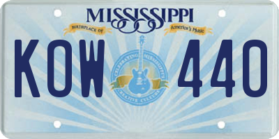 MS license plate KOW440