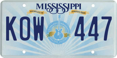 MS license plate KOW447