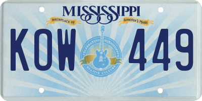 MS license plate KOW449