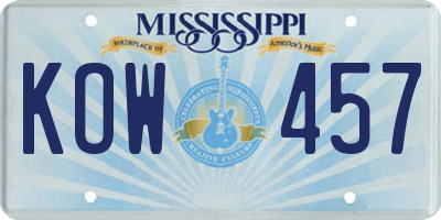 MS license plate KOW457