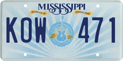 MS license plate KOW471