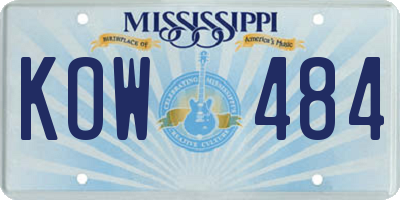 MS license plate KOW484