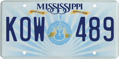 MS license plate KOW489