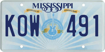 MS license plate KOW491