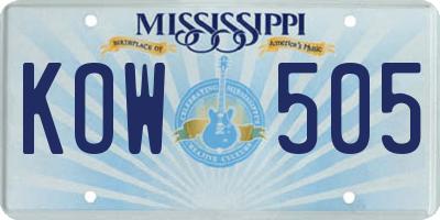MS license plate KOW505