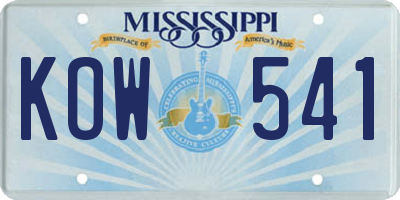 MS license plate KOW541