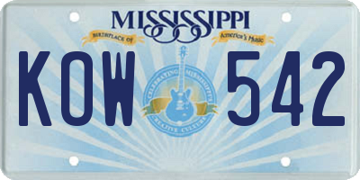 MS license plate KOW542