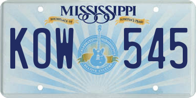 MS license plate KOW545