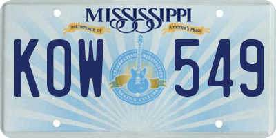 MS license plate KOW549