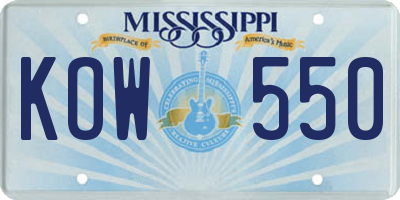 MS license plate KOW550