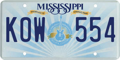 MS license plate KOW554