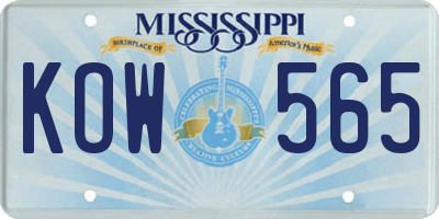 MS license plate KOW565