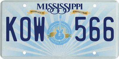 MS license plate KOW566