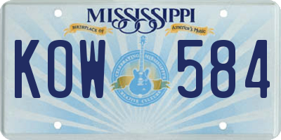 MS license plate KOW584