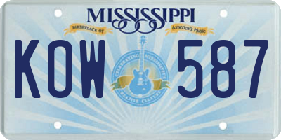 MS license plate KOW587