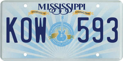 MS license plate KOW593