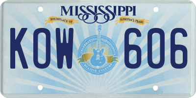 MS license plate KOW606
