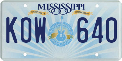 MS license plate KOW640