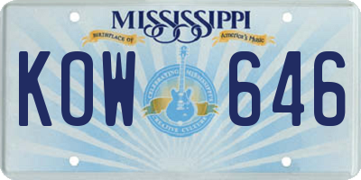 MS license plate KOW646